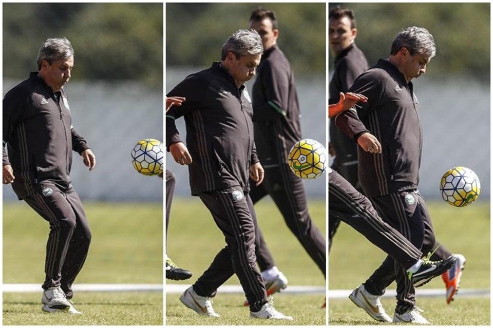Gilson Kleina participou de rachão no treino do Coritiba. | Jonathan Campos/Gazeta do Povo
