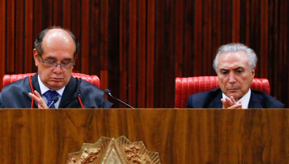 Foto de 12 de maio, quando o presidente em exercício Michel Temer participou da posse de Gilmar Mendes | Anderson Riedel/Fotos Públicas