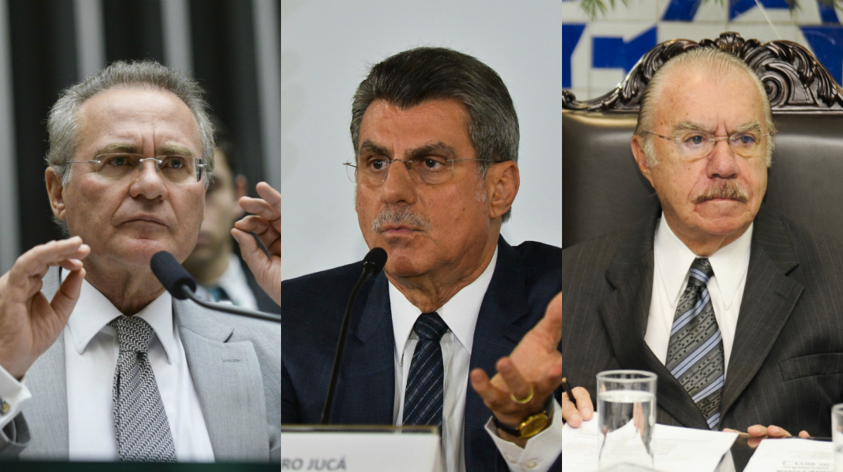 Renan Calheiros, Romero Jucá e José Sarney, ambos do PMDB | Montagem/