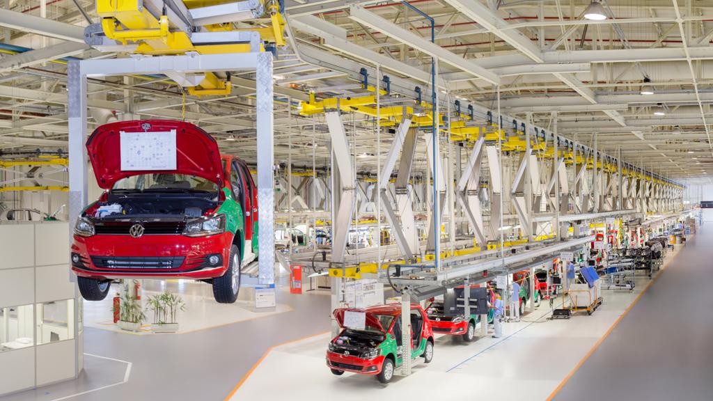 Linha de produção do Fox na fábrica da Volkswagen em São José dos Pinhais | Divulgação VW/Divulgação VW