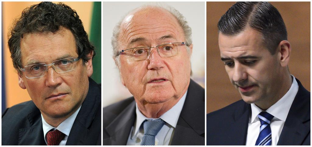 , Jérôme Valcke, Joseph Blatter e Markus Kattner. | LEON NEAL/AFP