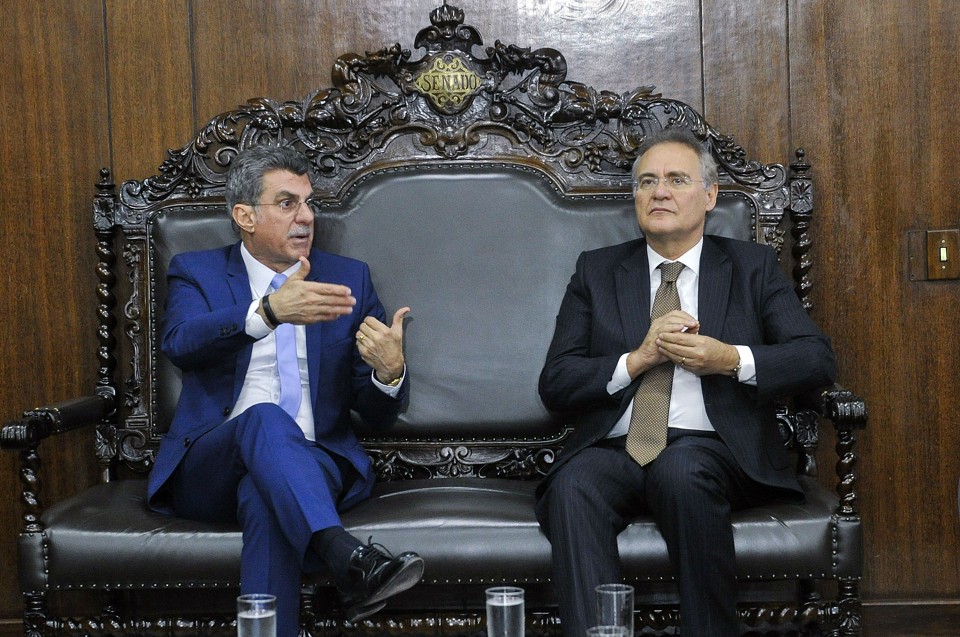 Jucá e Renan, dois dos senadores com pedido de prisão requisitado pela Procuradoria-Geral da República. | Fotos Publicas