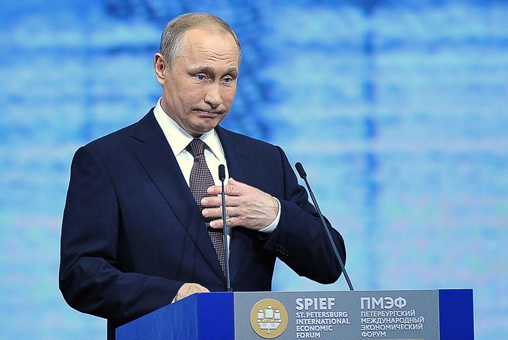 Presidente Vladimir Putin, da Rússia, discursou em um evento realizado em São Petersburgo. | Olga Maltseva/AFP