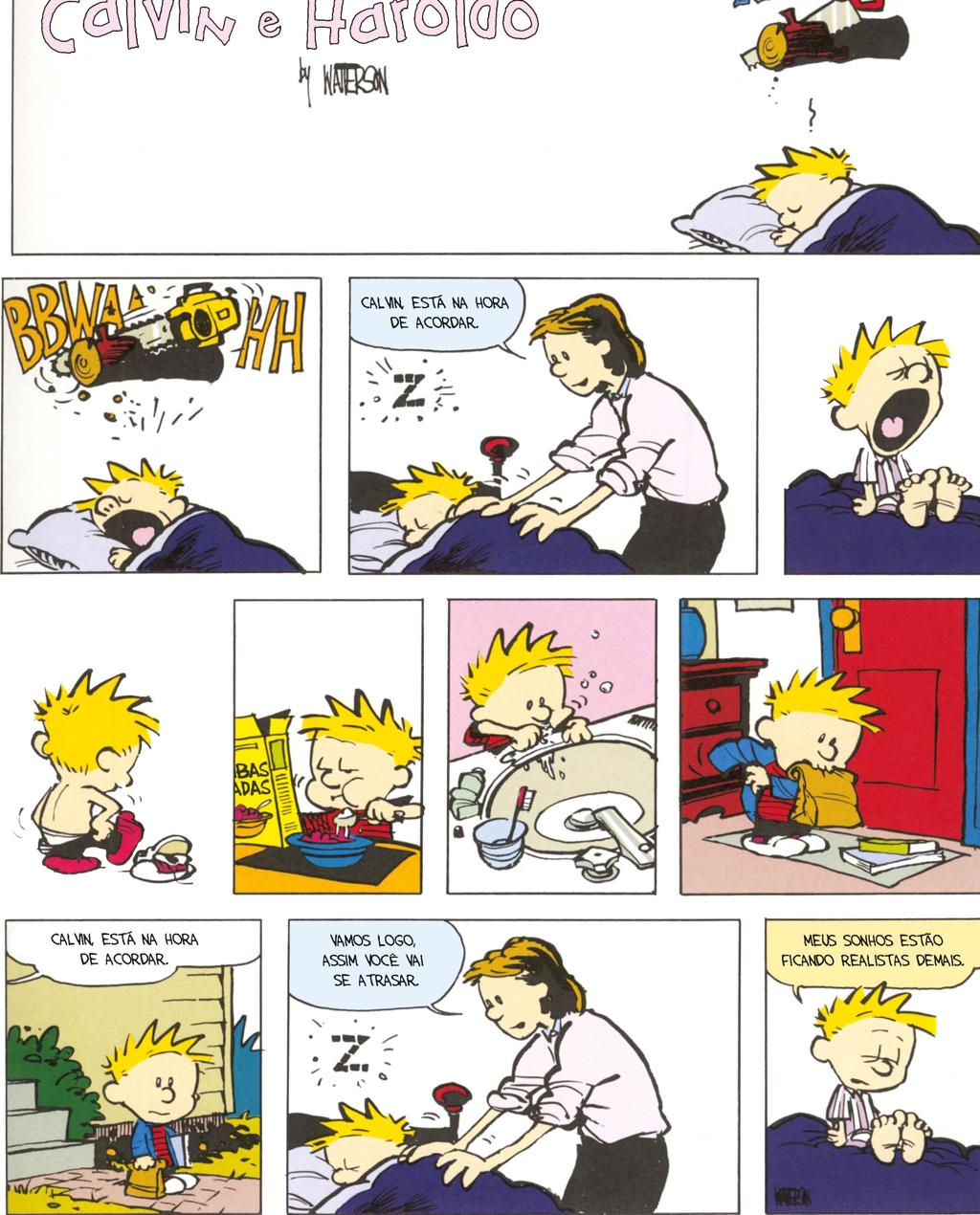 Trecho de “O Livro dos Domingos de Preguiça de Calvin e Haroldo”, lançado neste ano, é o mais recente livro da dupla publicado pela editora. | Reprodução/