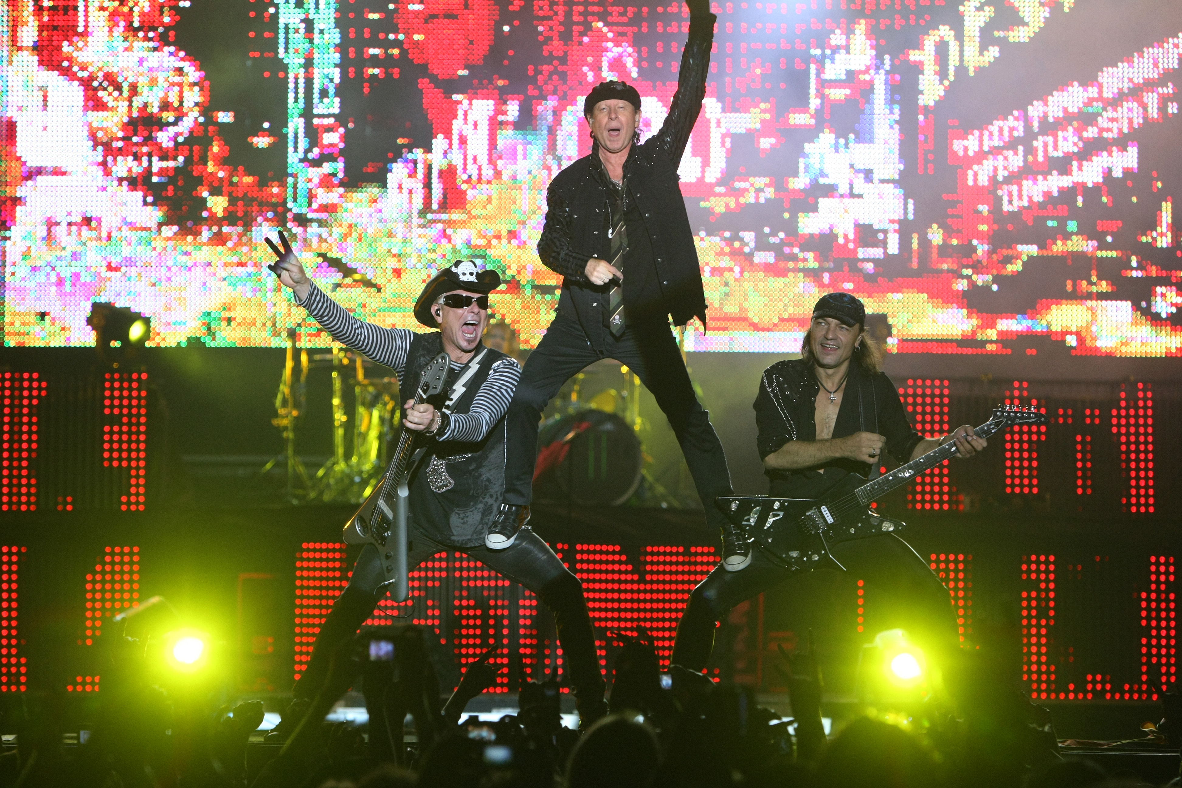 A banda durante show no Expotrade, em Pinhais . Na foto, os integrantes da banda: Rudolf Schenker, Klaus Meine e o Matthias Jabs | Antônio More / Agência de Notícias Gazeta do Povo - AG