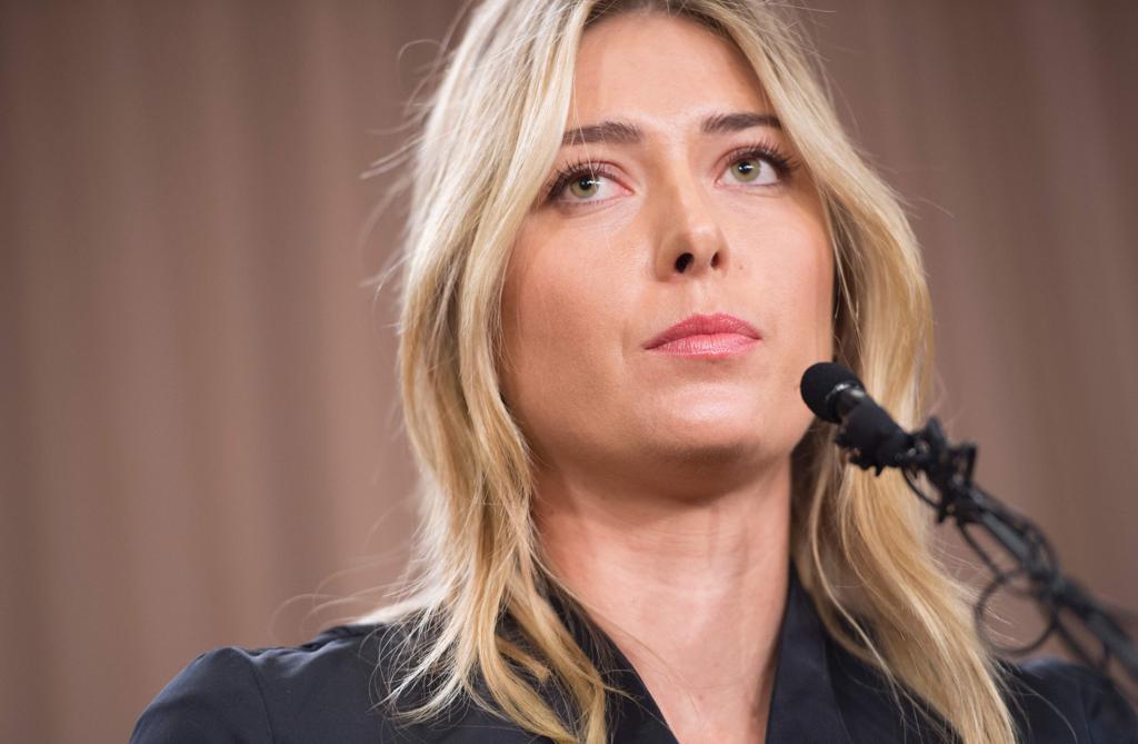 Sharapova em março, na coletiva de imprensa em que falou do doping. | /AFP
