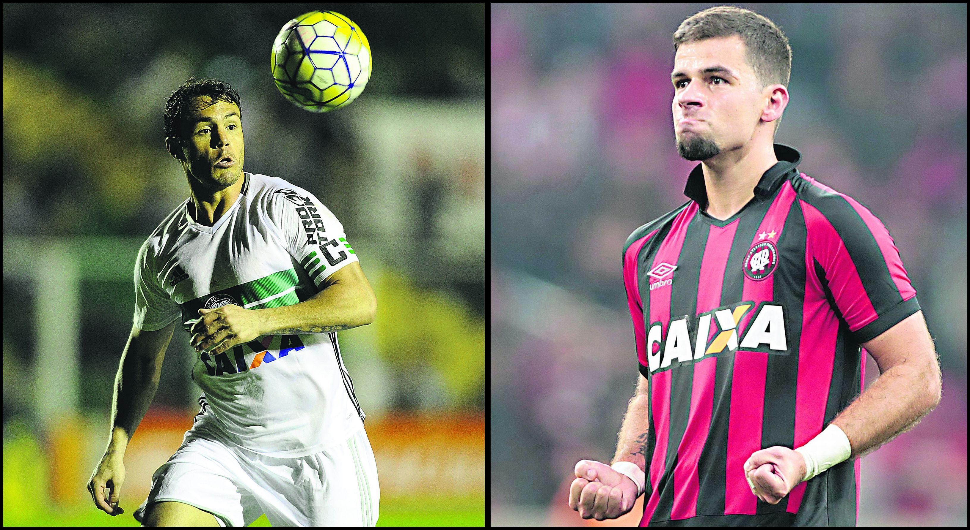 O atacante coxa-branca Kléber Gladiador em ação no Orlando Scarpelli e André Lima celebrando após o belo gol na vitória do Atlético sobre o Grêmio. | /Folhapress/AlbariRosa-GP