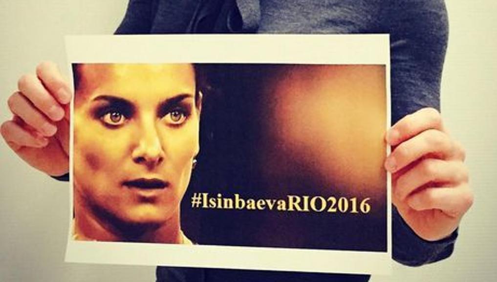 Foto publicada por Yelena Isinbayeva em sua conta no Instagram com campanhara para ela ir à Olimpíada do Rio. | Instagram insibaevayelena/