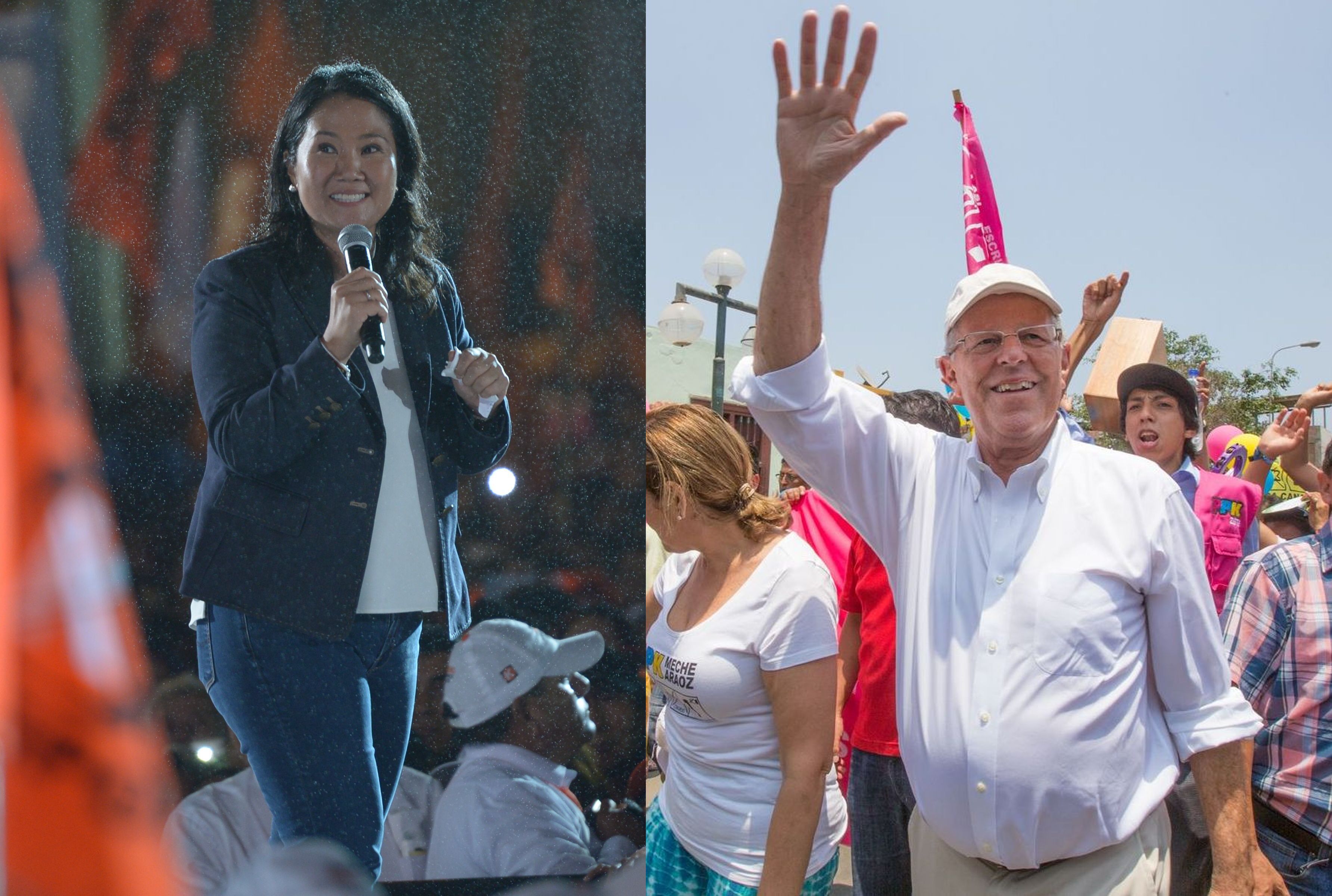 Keiko Fujimori e Pedro Pablo Kuczynski são os candidatos aio governo do Peru | CRIS BOURONCLE / AFP