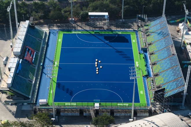 Campo de hóquei no Centro Olímpico de Hóquei | YASUYOSHI CHIBA/AFP