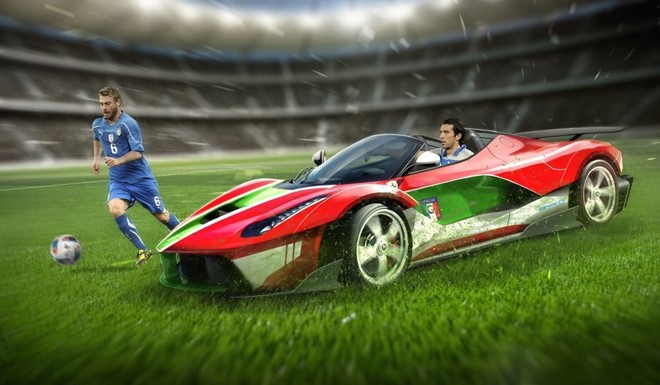 A Ferrari LaFerrari Spider representa o seleção italiana. |