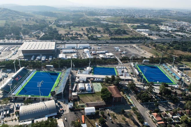 Detalhes do Centro Olímpico de Hóquei e da Arena da Juventude | YASUYOSHI CHIBA/AFP