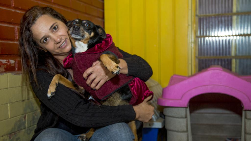Nety com um dos seus cães. | Hugo Harada/Gazeta do Povo