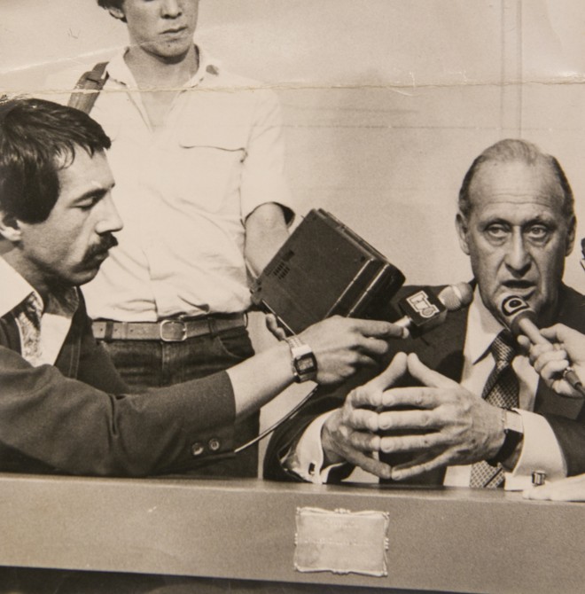 Militão entrevista o então presidente da Fifa, João Havelange, nos anos 80. | Arquivo pessoal