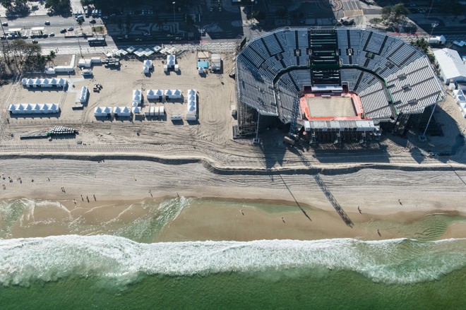 Arena de Vôlei de Praia, na praia de Copacabana | YASUYOSHI CHIBA/AFP