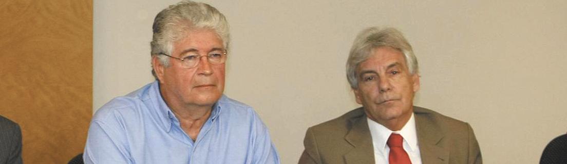 Requião (à esq.) e Heron Arzua participam de evento em 2008 | Rodolfo BUHRER/Rodolfo BUHRER