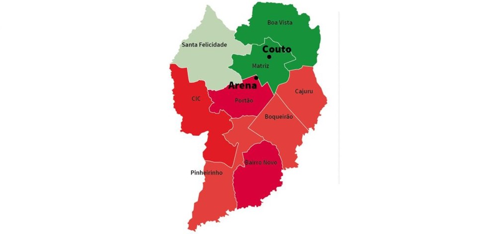 Mapa de torcida da dupla atletiba. | /