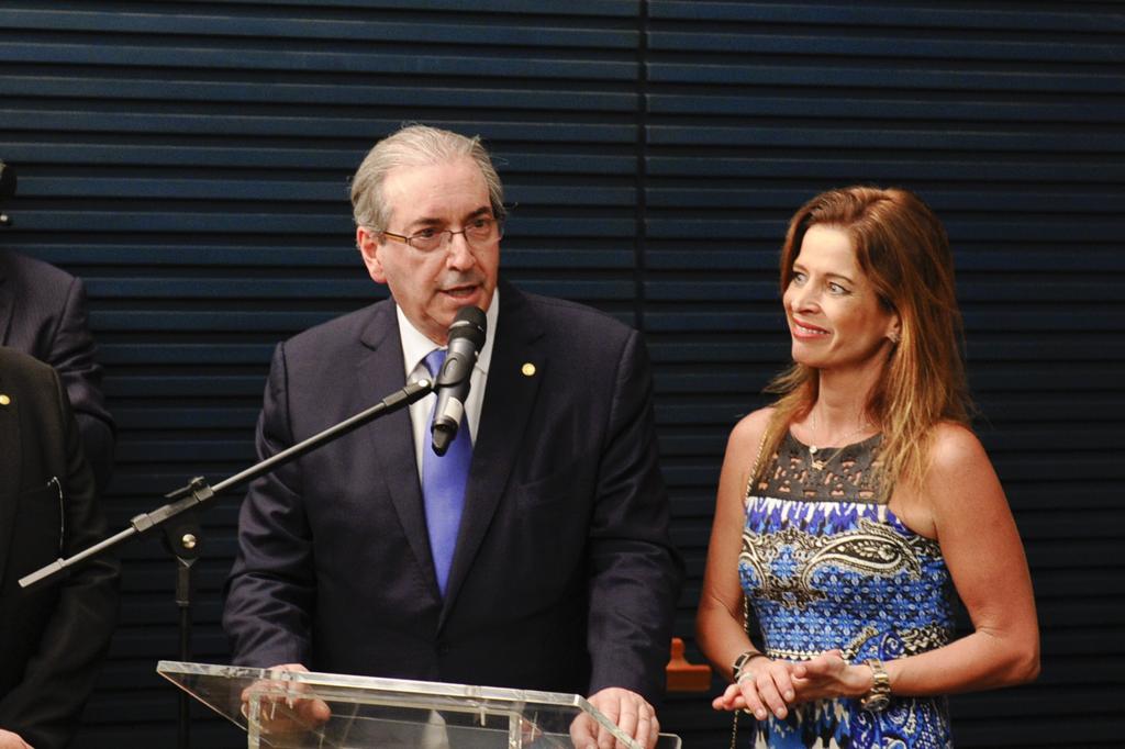 Cunha e Claudia Cruz (à dir.) participam de evento na Câmara dos Deputados | Marcos Oliveira/Agência Senado