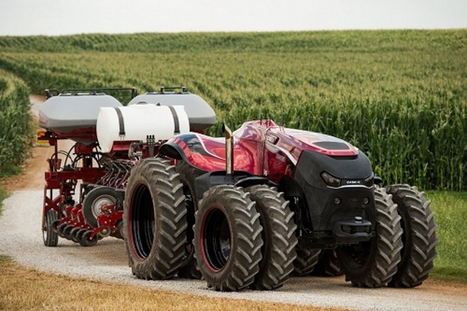 Embora o trator conceito autônomo tenha sido desenvolvido sem cabine, as colheitadeiras e outros equipamentos podem funcionar na mesma tecnologia | Case IH/Divulgação