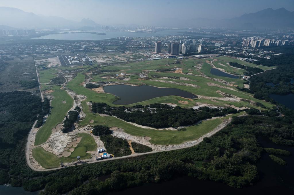 Vista aérea do campo de golfe onde será realizado no torneio olímpico | YASUYOSHI CHIBA/AFP