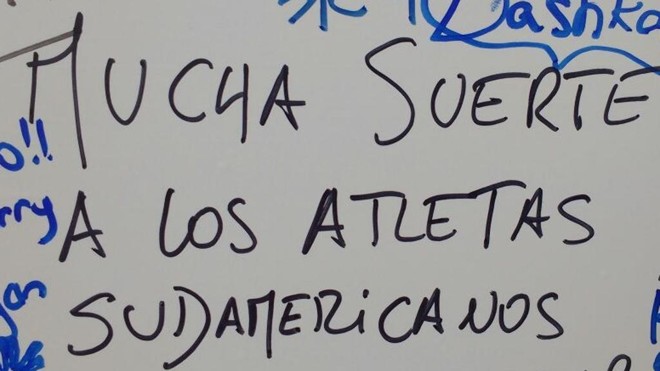 “Muita sorte aos atletas sul-americanos” - mensagem de apoio. |
