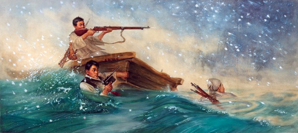 Tela de 1968 feita por Jo Jong-Man em exposição no American University Museum