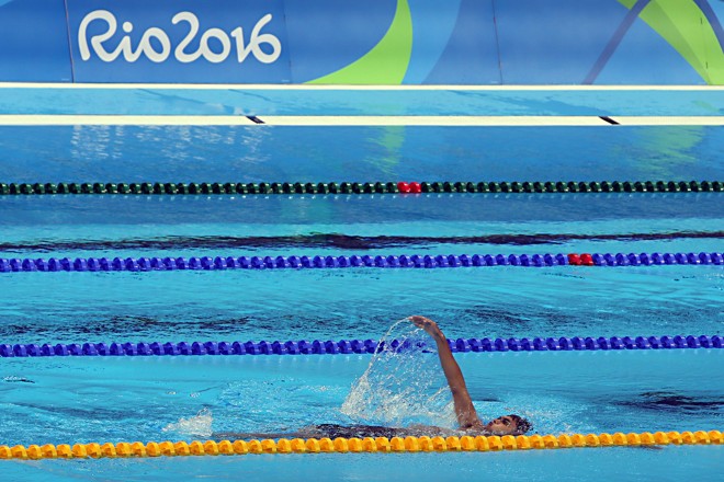 Treino da seleção japonesa de natação no Centro Aquático. | Albari Rosa/Gazeta do Povo