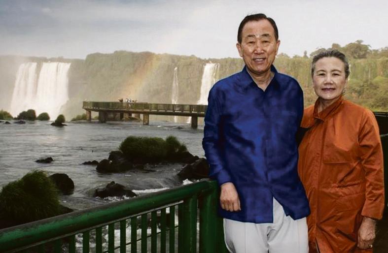 Ban Ki-moon durante visita às Cataratas do Iguaçu | ONU/Divulgação