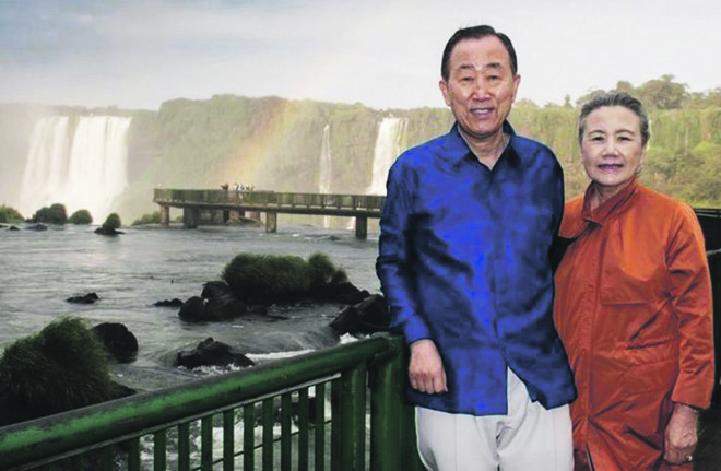 Ban Ki-moon durante visita às Cataratas do Iguaçu | ONU/Divulgação