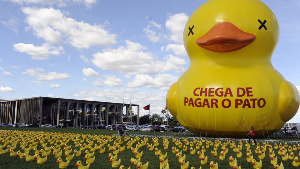 Protesto contra impostos em Brasília: arrecadação caiu e derrubou a carga tributária. | Lucio Bernardo Jr./Câmara dos Deputados