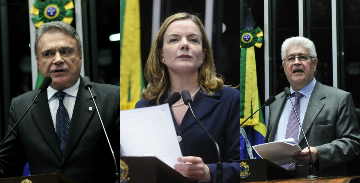 Alvaro Dias (PV), Gleisi Hoffmann (PT) e Roberto Requião (PMDB) | Montagem: Geraldo Magela/Moreira Mariz/Agência Senado
