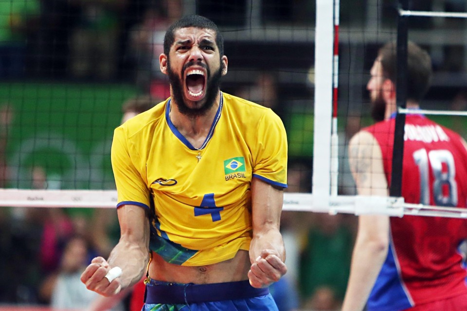 Wallace, maior pontuador do Brasil,  comemora  final olímpica garantida. | Albari Rosa/ Gazeta do Povo/