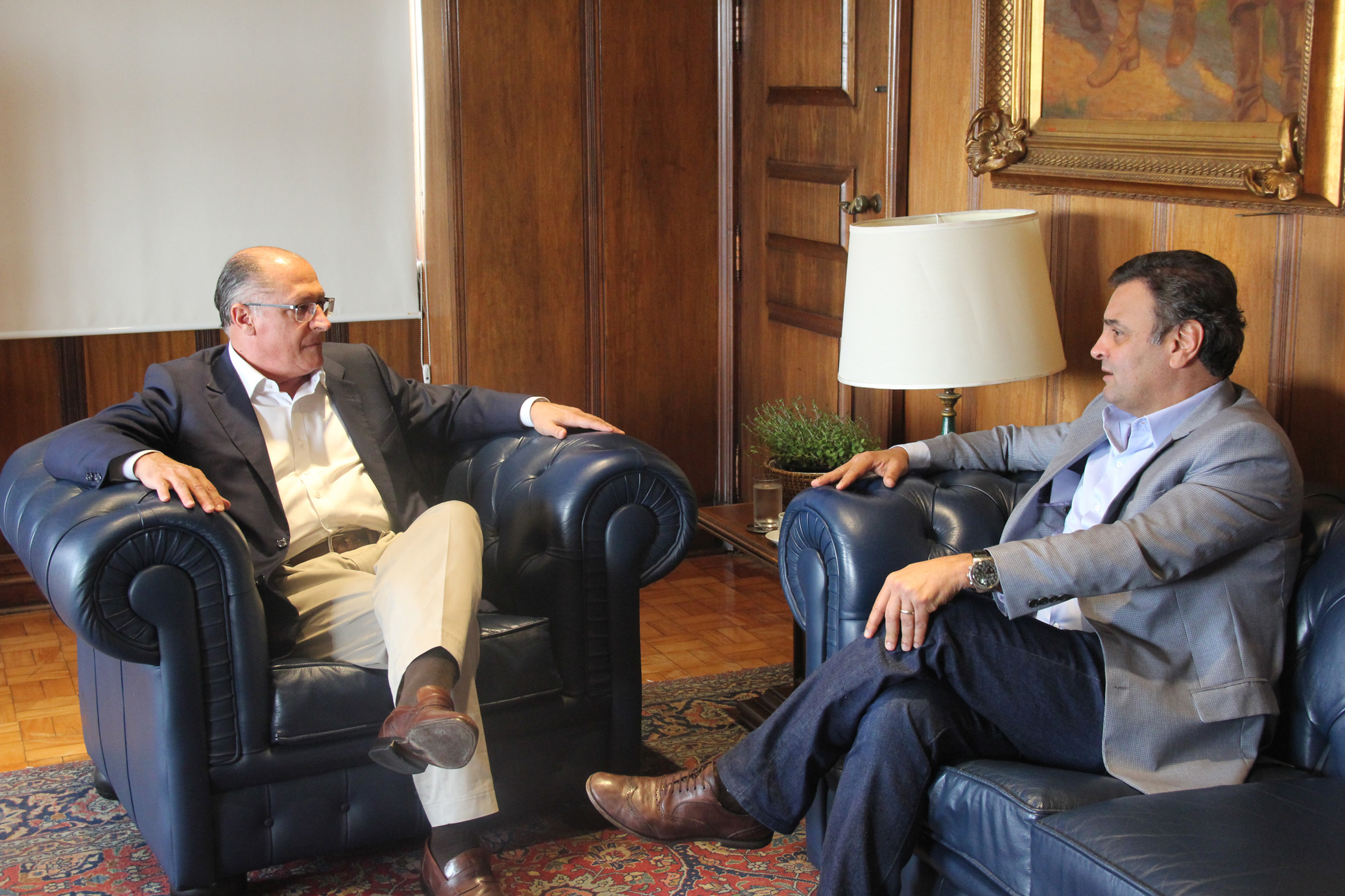 Alckmin (à esq.) e Aécio se reuniram nesta segunda-feira (5) | Divulgação/PSDB