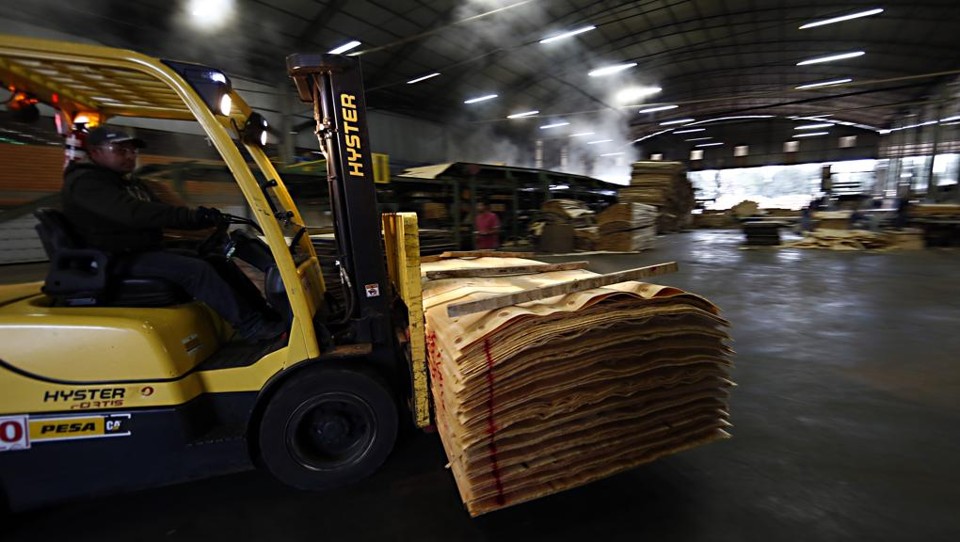 Segmentos mais ligados ao comércio exterior, como a indústria madeireira, devem ajudar o PIB paranaense. | Albari Rosa/Gazeta do Povo