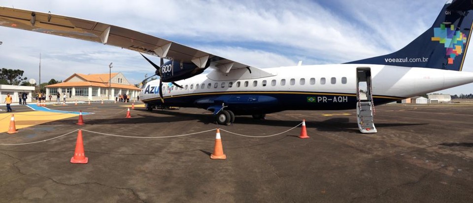 Azul fez um voo teste até  Ponta Grossa na reinauguração do aeroporto no fim de junho | Divulgação