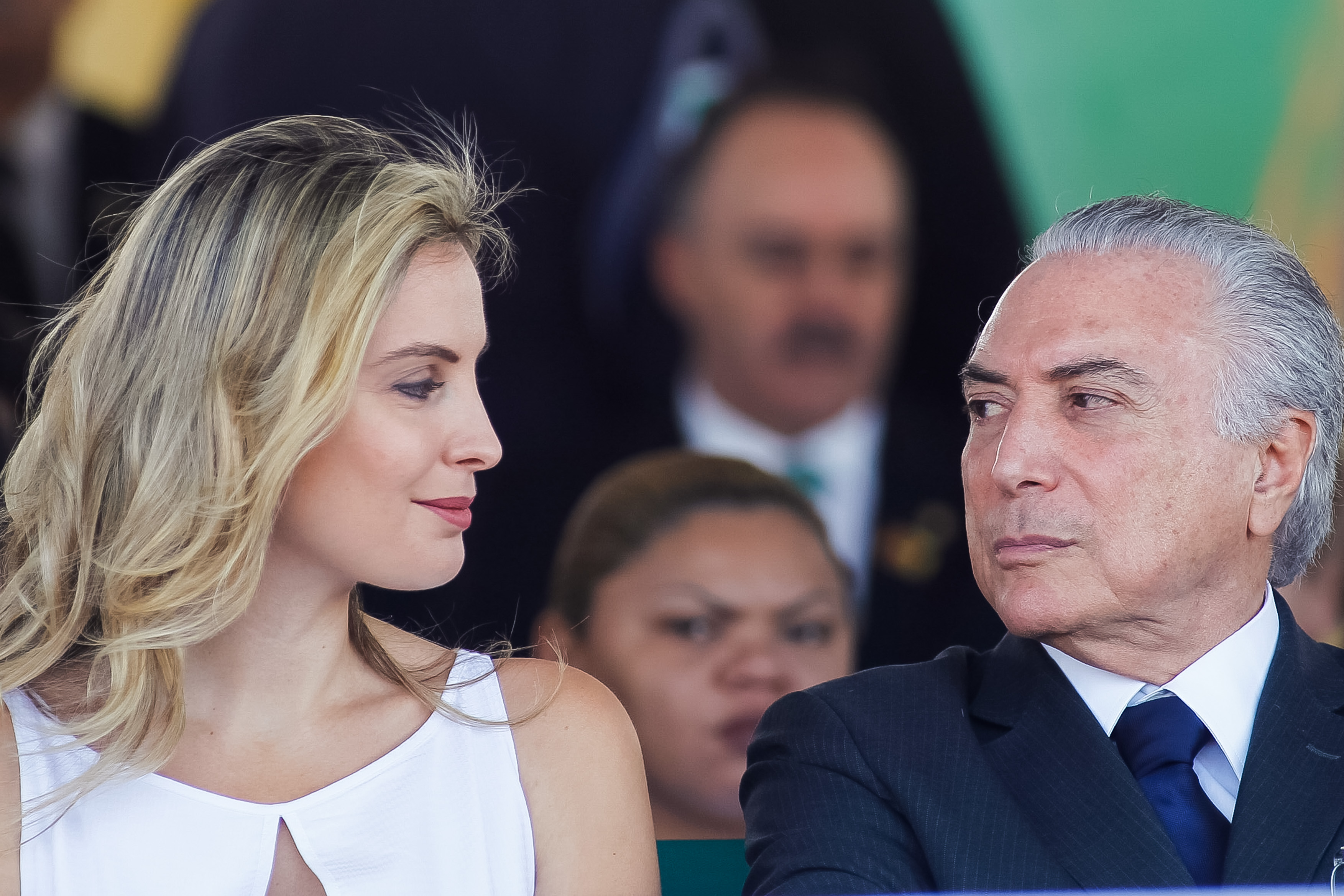 Marcela Temer (à esq.) e Michel Temer, no desfile cívico do Sete de Setembro | Beto Barata/PR