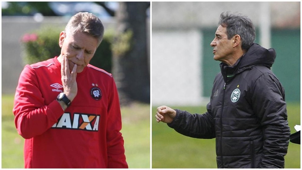 Autuori, técnico do Atlético, e Carpegiani, do Coritiba: na reta final do Brasileiro, é tempo de calcular. | /
