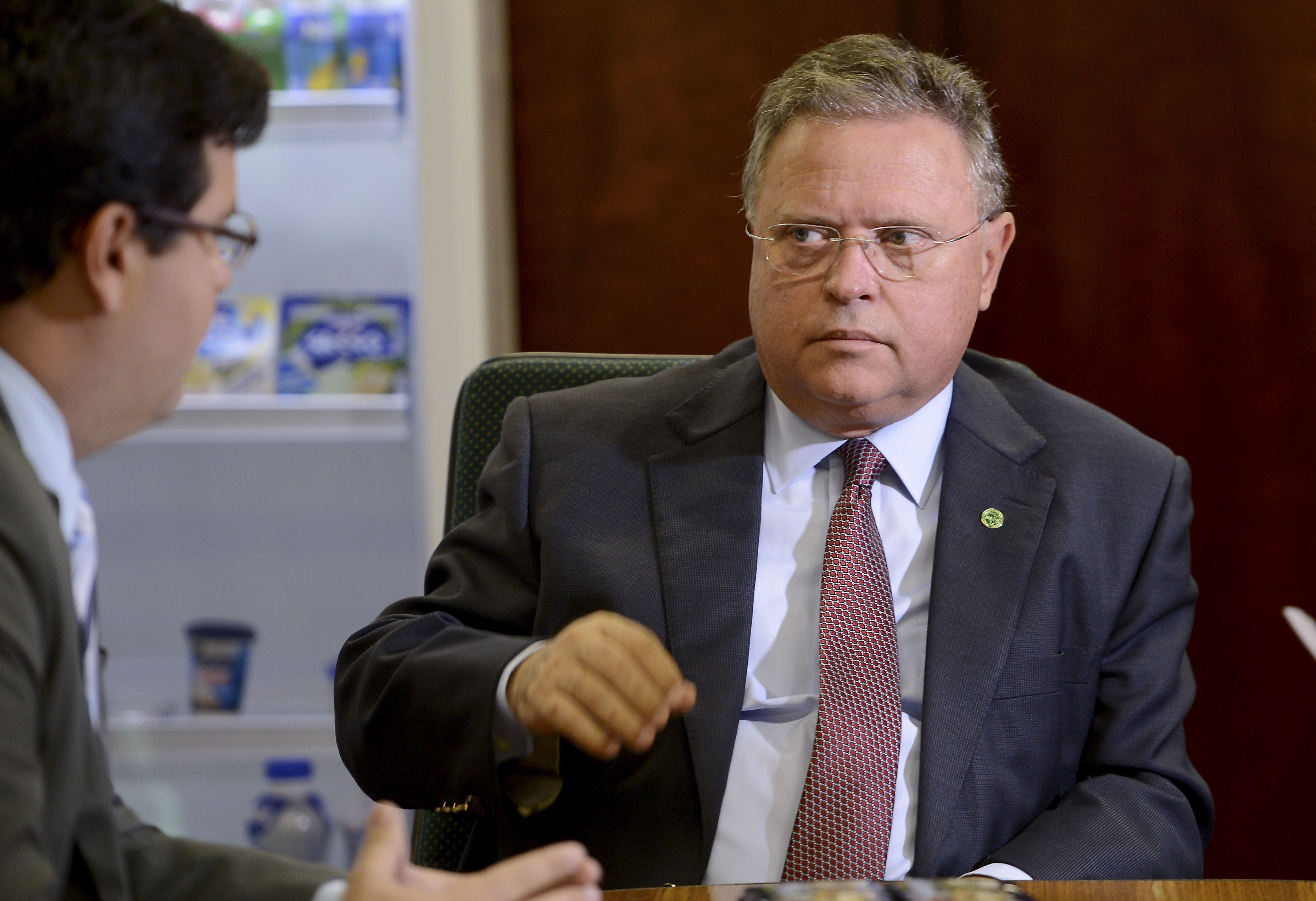 O ministro da Agricultura, Blairo Maggi, em seu gabinete, quando recebeu os membros do Conselho de Desenvolvimento e Integração Sul, em maio | Elza Fiuza/ Agência Brasil