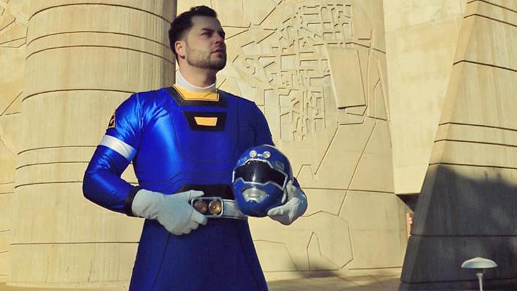 Blake Foster no uniforme do ranger azul | Reprodução Facebook