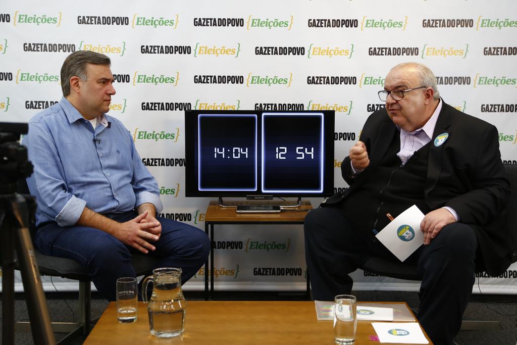 Leprevost (à esq.) e Greca debateram na Gazeta do Povo | Henry Milleo/Gazeta do Povo