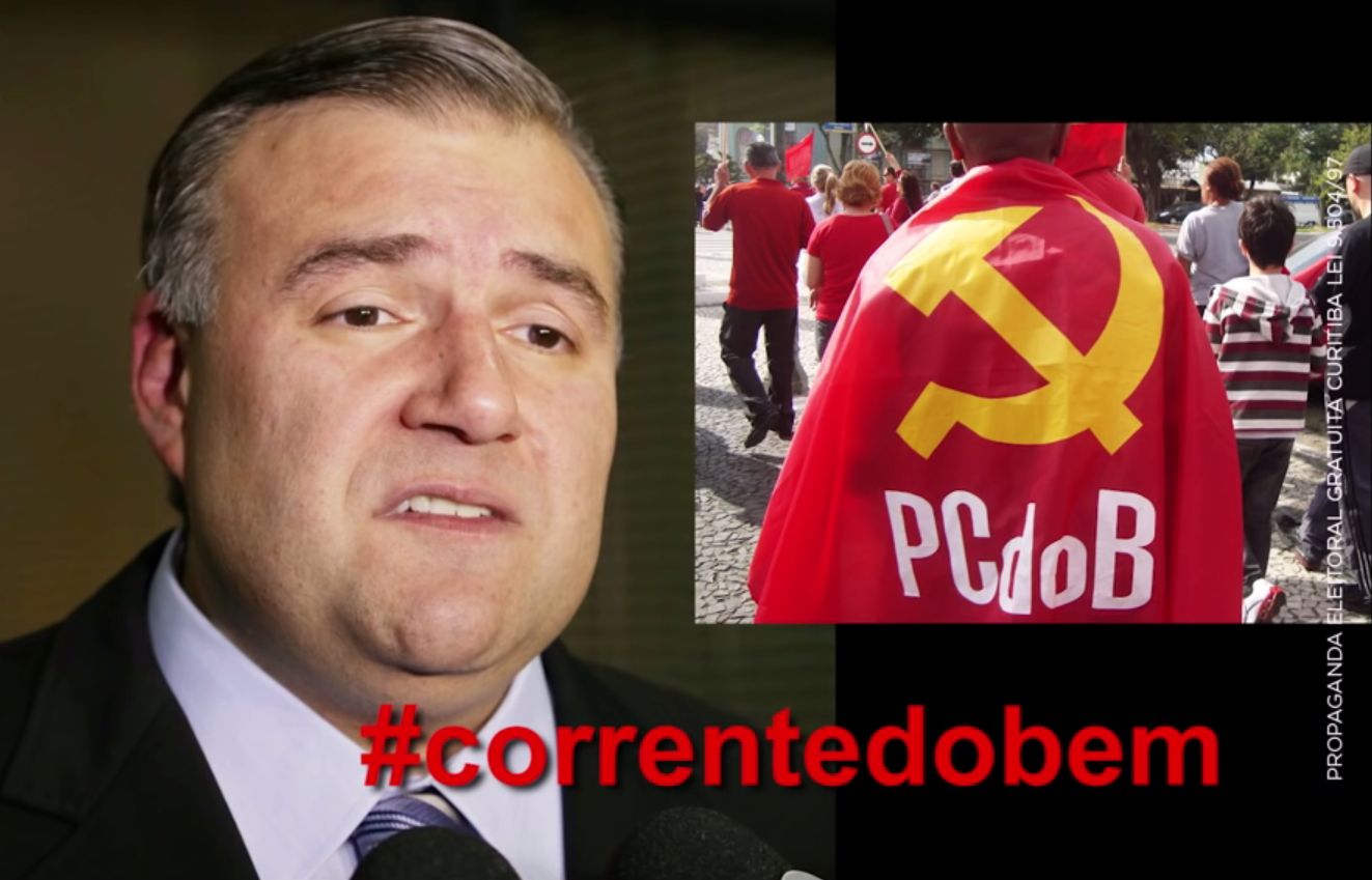 Campanha de Rafael Greca (PMN) ataca a aliança de seu adversário com o PCdoB | Reprodução/Youtube