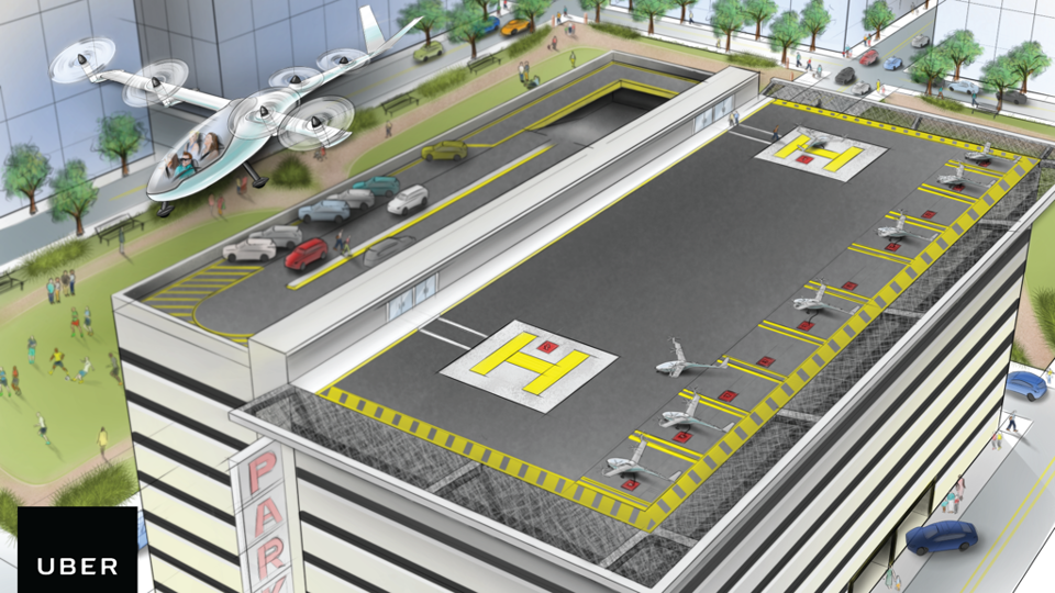 Imagem divulgada pela empresa mostra aeronaves que seriam usadas sob demanda | Divulgação/Uber