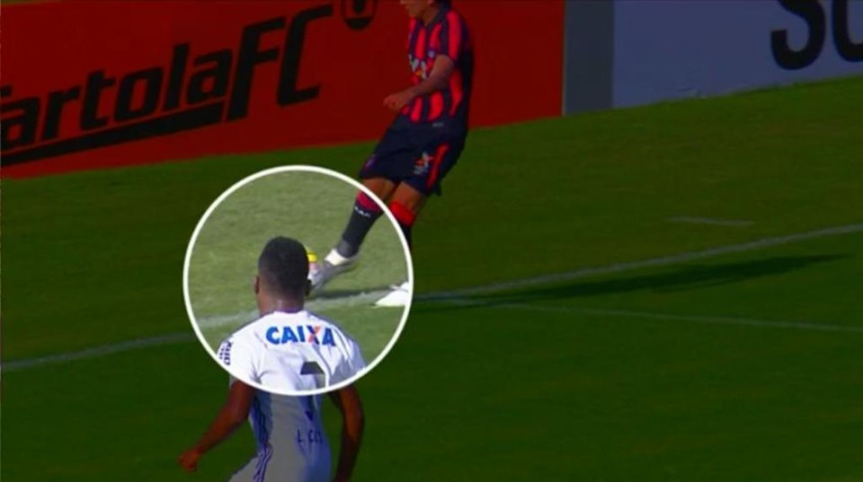Pablo cruzou na linha de fundo e depois saiu o gol do Atlético. | Reprodução/Premiere