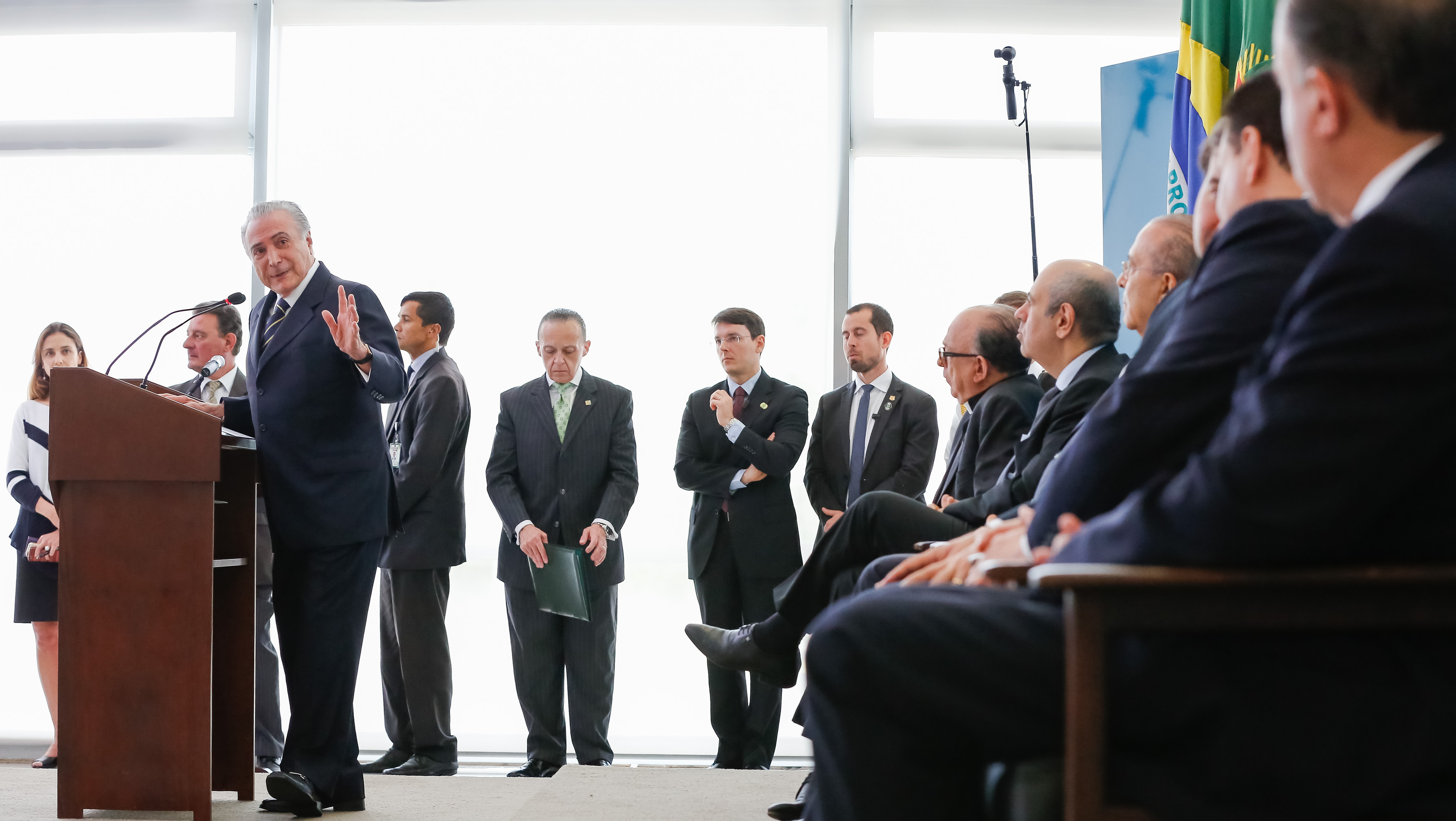 Temer na solenidade de migração de 244 emissoras de rádio da frequência AM para a FM. | Marcos Corrêa/Presidência