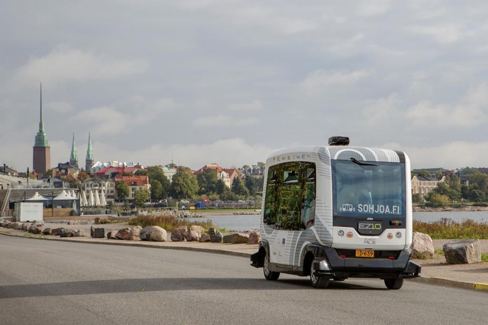 Ônibus autônomo em Helsinki, na Finlândia. Diversas universidades finlandesas trabalham na tecnologia de autônomos | Ugri Touko Tapani Hujanen/
NYT
