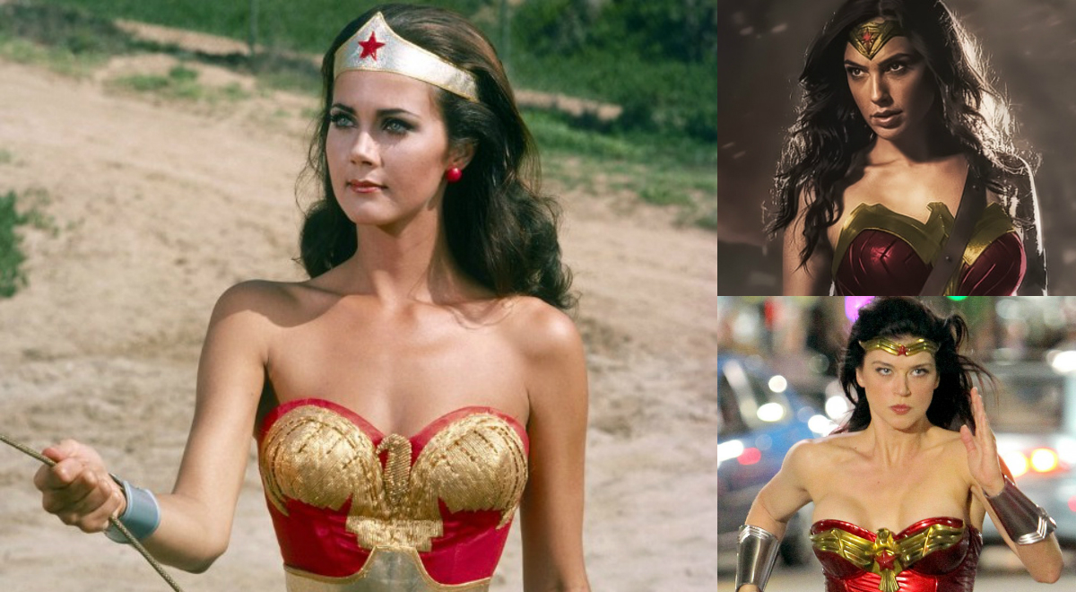 Lynda Carter (esq), Gal Gadot (dir. superior) e Adrianne Palicki (dir. inferior): algumas das vesões de Mulher Maravilha. | Reprodução/ABC/ Tech Times/ Warner Bros