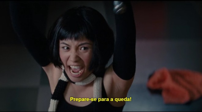 No áudio original a personagem diz “get ready for combat” ao enunciar que lutará pelo amor de Scott. O resultado final é sem sentido para o espectador | Reprodução