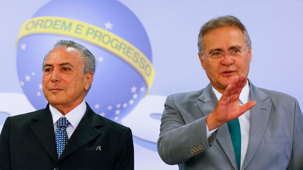 Presidente Michel Temer e presidente do Senado Renan Calheiros estão no centro da discussão que foi às ruas no domingo. | Marcos Correa/PR