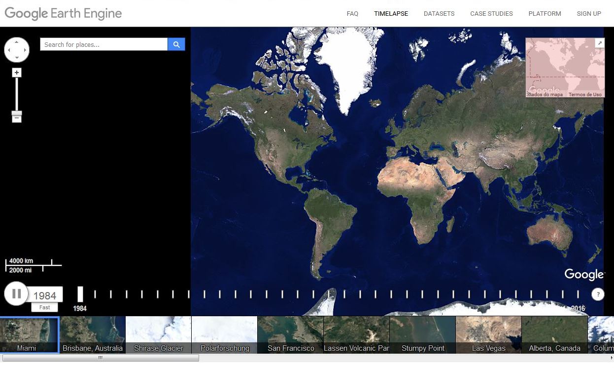 Timelapse, ferramenta do Google Earth, mostra a evolução das cidades entre 1984 e 2016. | /Reprodução