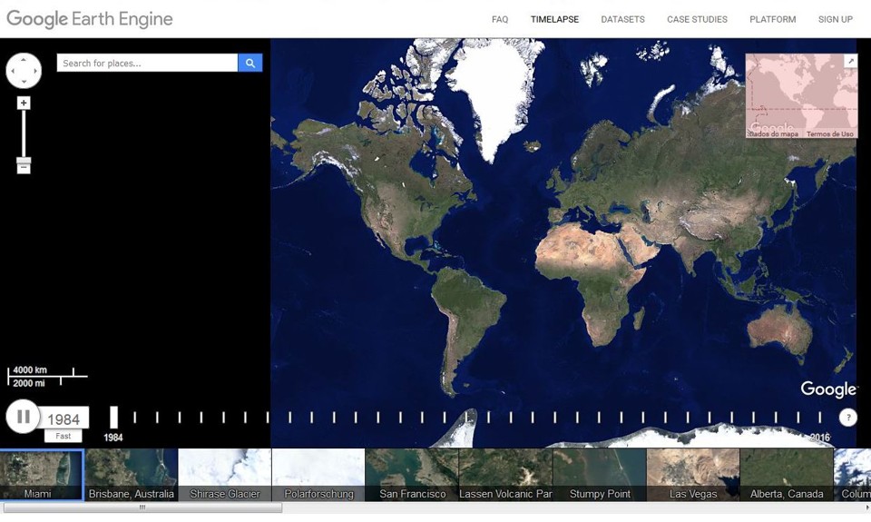 Timelapse, ferramenta do Google Earth, mostra a evolução das cidades entre 1984 e 2016. | /Reprodução